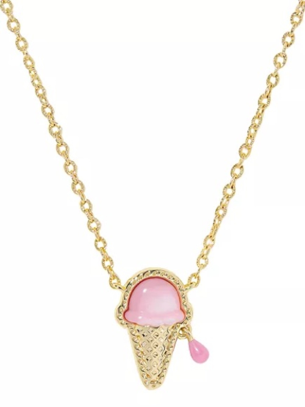 Kendra Scott Ice Cream Gold Short Pendant Necklace in pink